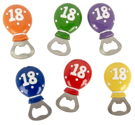 6 PZ Apribottiglia magnetico resina PALLONCINO diciottesimo BOMBONIERA