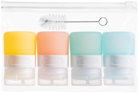 Set di 4 Mini Bottiglie da Spremere per Condimenti,30 ml,Con borsa e spazzola,set di mini bottiglie,Porta Olio da Viaggio,Bottiglie per Ketchup, bottiglie per condimenti, adatto per campeggio, picnic