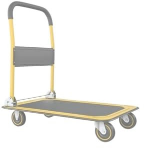 Handkarre, Verbesserter Faltbarer Schubkarrenwagen, 660 lbs. Tragkraft, bewegliche Plattform, Handkarre, robust, platzsparend, zusammenklappbar, drehbar, für Umzugsbedarf