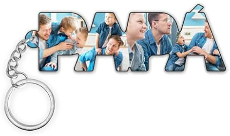 Transparent Gift Llavero Personalizado con Fotos en Letras para Papá. Regalo Día del Padre con Foto. Llaveros Originales de Metacrilato. Regalos Originales de Hombre. Regalos para Padres en Cumpleaños