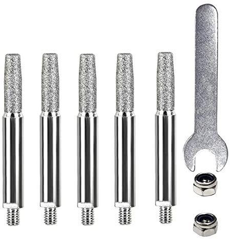 5pcs Chainsaw Sharpening Stone Chain Sharpener Grinding Tool with Wrench Grinding Heads 4mm/4.8mm/5.5mm