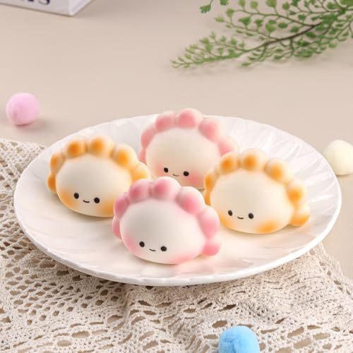 Anboor 4 stycken små dumplings squishies leksak – långsamt stigande fidget – sensorisk leksak för barn och vuxna, söta Kawaii stresslindringsleksaker (slumpmässiga färger)