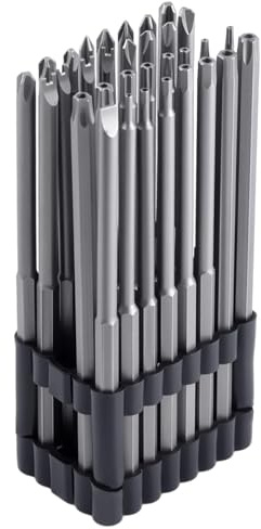 LEONTOOL Jeu d’embouts de sécurité extra longs de 32 pièces pour clés Torx Pozidriv inviolables, vis à trois ailes, jeu d’embouts Torx de 6 po de long, embouts de tournevis magnétiques