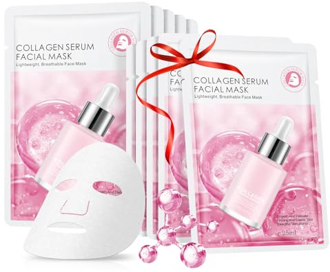 Pack of 10 Collagen Face Masks Skincare, Collagen Facial Masks Skincare, Hydrating Face Beauty Care Masks for Deep Moisturizing
