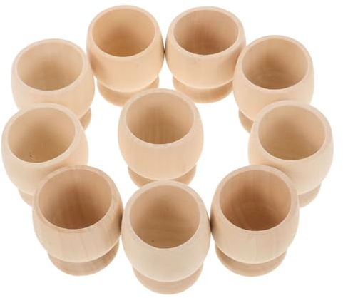 SOPOTUTU 10 pièces Bois Coquetiers à Peindre pour Bricolage Garçon Fille Supports Œufs Décoratifs Robustes Activité Manuelle Garçon Fille