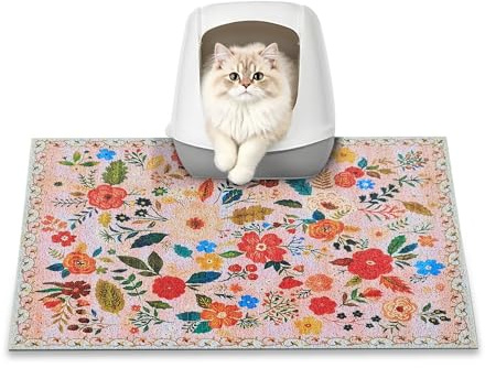 YOSEPATI Tappetino Lettiera Gatti, 60x40 cm Tappeto Lettiera Gatto, Intrappola il 100% della Lettiera, Impermeabile, Antiurina e Antiscivolo, Morbido per le zampe, Facile da Pulire, Tappetino per Cibo