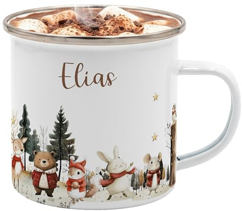 Kidsmood – Emaille Tasse mit Namen | Spülmaschinenfest & leicht, ideal für Unterwegs | Personalisiertes Geschenk zu Weihnachten für Kinder, Mama, Papa, Oma & Opa | Bruchsicherer Trinkbecher