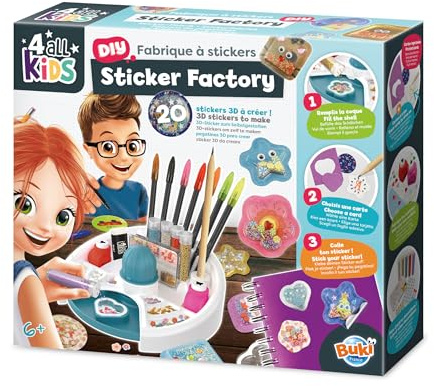 BUKI FK011-3D Sticker Bastelset für Kinder ab 6 Jahren – Kreatives DIY Set mit Glitzer, Mikroperlen & Pailletten – 20 individuelle Sticker zum Selbstgestalten mit Anleitung