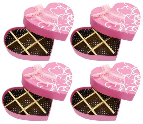Parliky Herzförmige Aufbewahrungsbox Papier 4 Stück Kleine Pralinenschachtel Verpackung Valentinstag Geschenkbox