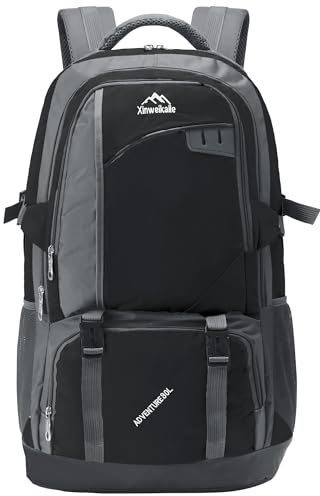 NTUOCAW 80L Hiking Backpack Large Camping Rucksack for Men Women Lightweight Waterproof Travel Backpack Black Trekking Backpack for Outdoor Sports Cycling Climbing Mountaineering