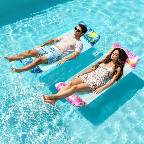 Luftmatratze Pool XL, 2 Stück Pool Spielzeug Luftmatratze Wasser, Wasserhängematte, Aufblasbare Pool Spielzeug Wasser Hängematte 4 In 1, Aufblasbarer Wasserspielzeug Hängematte Erwachsene