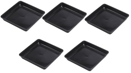 BESTOMZ Soporte y Paleta para Macetas 15X15 CM de Plástico PP, Bandejas Cuadradas Negras 5 Piezas para Uso en Jardinería Interior y Exterior