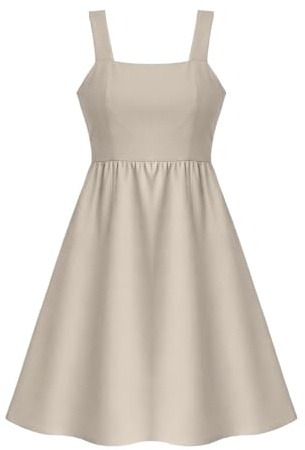 Générique Robe Femme Été avec Soutien-Gorge Intégré, Robe Décontractée sans Manches à Bretelles Empire Robes Patineuse Évasée Taille Haute avec Support de Poitrine pour Plage Quotidien