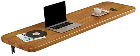 Tavolo da Lavoro Pieghevole in Legno Massello Scrivania a Scomparsa da Muro con Staffa in Metallo Scrivania Pieghevole a Muro per Casa Garage Ristorante Lavanderia(60x30cm/23.6x11.8in)