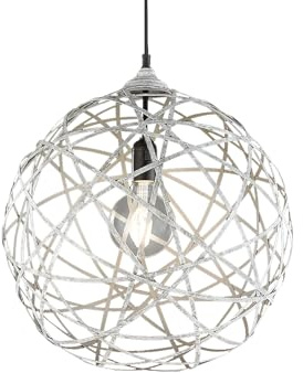 meineWunschleuchte Kugel Pendelleuchte mit Drahtgeflecht Grau antik, Ø 40cm