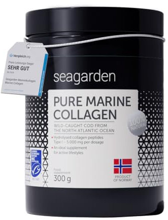 Seagarden Pure Marine Collagen Powder - 5000mg - Hydrolyzed Collagen Peptides Type 1 - Supplements for Women and Men, for Hair, Skin and Nails - Unflavored, 300g, 60 Servings
