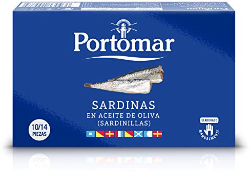 Sardinas en aceite de oliva (Sardinillas)-10-14 pzs/lata- Portomar- Pack 8 x 115gr-total= 920 gr.