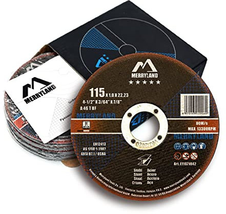 Merryland Trennscheibe 115 Metall Stahl Edelstahl für Winkelschleifer, 115 X 1,0 mm Dünn Flexscheibe Gerade 25 Stück, Experten-Line E11071042