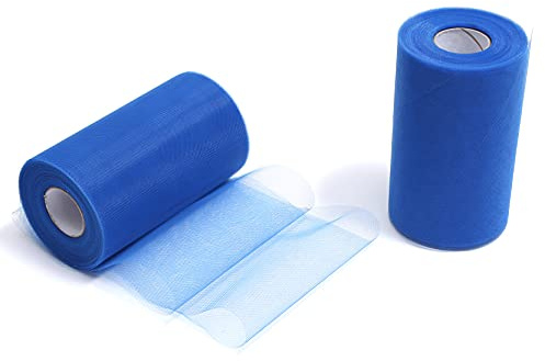 ZADAWERK® Tüll - 15 cm x 45 m - Pink - 1 Rolle - Tisch-Deko - Hochzeit - Weihnachts-Tüll - Geschenk - Schleife - Schleier - Tutu - DIY Tüllrolle - Netzstoff (Königsblau, 15 cm)