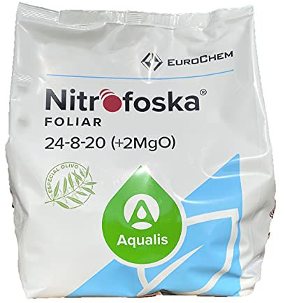 Nitrofoska Abono foliar 24-08-20. 5 Kilos. Primavera y brotacion. Fertilizante nitrogenado.Abono foliar para olivos