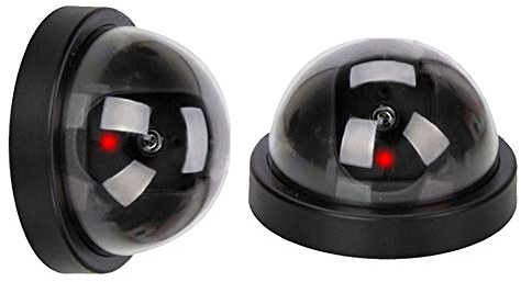 Etopars 2 X Black Dome Fake Dummy Security CCTV Camera Waterproof IR LED Flashing Red Light Outdoor Indoor Surveillance