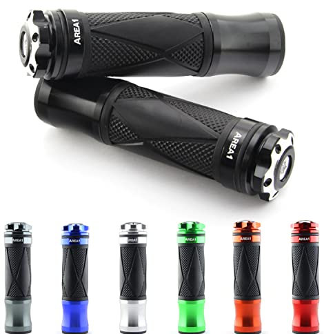 Area1 Manopole Manubrio Moto Universali Impugnature per Moto, Scooter, Antiscivolo, 2 pezzi, 22/24-25 mm, Xtreme Nero, Compatibile con KSR