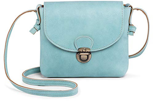 LaRechor Kleine Umhängetasche Damen mit Sicher Schloss Vegan Leder Handtasche Mini Fraue Tasche Licht Vintage - Grün