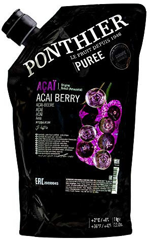 Food-United ACAI PÜREE Frucht-Püree von Ponthier 2x 1KG für Açaí-Superfood-Smoothie-Bowl-Sorbet-Schorle-Cocktail-Quark-Topping-Müsli-Cornflakes ohne künstliche Zusätze