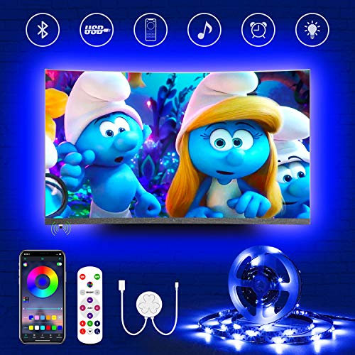 HAMLITE TV Hintergrundbeleuchtung für 70-82 Zoll Fernseher, 5.5m Bluetooth LED Strip, Sync mit Musik, RGB LED Streifen mit Fernbedienung und App Steuerung, USB-Betrieb, für TV/PC Monitor, Spielzimmer