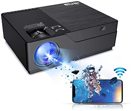 JIMTAB M18 PRO Native 1080P Video Projector,WiFi HD Projector Support AV,VGA,USB,HDMI, Compatible with Xbox,Laptop,iPhone and Android for Academic Display and Home Theater (Metallic Black(M18 Pro))