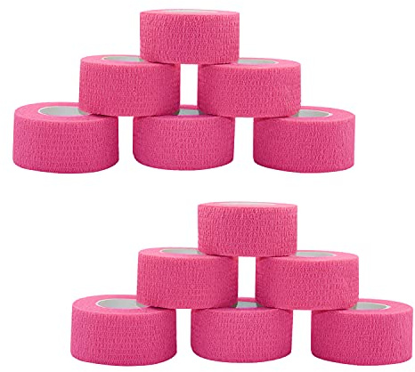 [12 rulli-2.5cmx4.5m] Venda Cohesiva,Vendas Autoadherente,Elástico Vendaje Deportivo para Primeros Auxilios,muñeca,tobillo esguinces,hinchazón(rosado)