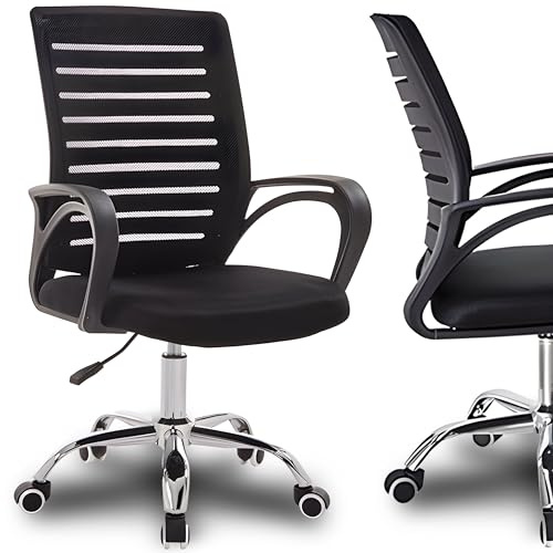 Retoo Bürostuhl Bürodrehstuhl Ergonomischer mit Netzbespannung und hoher Rückenlehne bis zu 120kg Drehstuhl Schreibtischstuhl Chefsessel Computerstuhl Computer-Tischstuhl Schwarz (96cm)