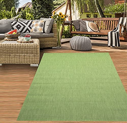 Teppich-Traum In- & Outdoor Teppich Sisal-Optik Uni Grün 140x200 cm | Pflegeleicht, wetterfest, UV-beständig, robust und schmutzabweisend, für Balkon, Terrasse, Garten, Wintergarten & Küche