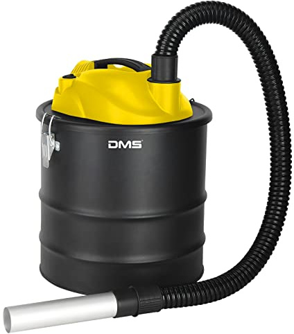 DMS 2-i-1 asksug, 1 200 W, kaminsugare för öppen spis, 20 l volym – sug- och blåsfunktion med hepafilter och förfilter, aska, sot, dammsugare för öppen spis, grill, ugn, metallförstärkt sugslang (gul)