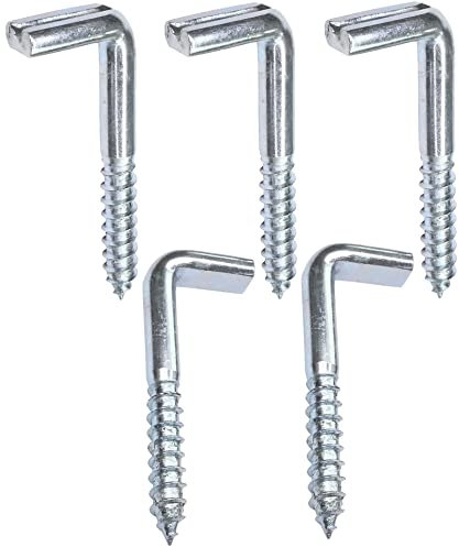 AERZETIX - C47885 - Lot de 5 - Crochet en forme de L Ø4.4x40mm - vis à bois fileté - gond à talon à visser - gond à visser piton équerre