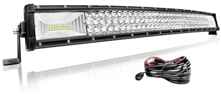 Willpower 32 Zoll 81CM 405W Led Arbeitsscheinwerfer Bar Gebogen Led Scheinwerfer 12V 24V Flutlicht Spot Led Bar für Offroad Auto Traktor Zusatzscheinwerfer Rückfahrscheinwerfer Lightbar mit Kabelbaum