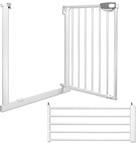 Froadp 77cm Treppenschutzgitter ohne Bohren, Baby Türschutzgitter zum Klemmen, Stabil Kindersicherheit Absperrgitter, Automatisch Kinder Treppengitter für Baby Katze Hunde Haustiere (105-115cm)
