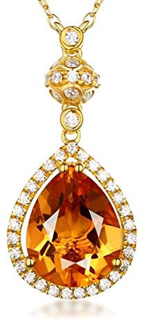 KnSam Echter Goldschmuck 18K 750 Gelbgold Halskette für Damen, 1.95ct Citrin Wassertropfen Tropfen Form Anhänger Damenkette Claviclekette Gold