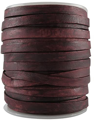 esnado Lederband flach | Breite: 6 mm | Dicke: 1,5 mm | Farbe: Antik Braun | Länge: 10 Meter ECHTES Leder - pflanzlich gegerbt | zum Basteln | Herstellung von Armbändern, Schmuck