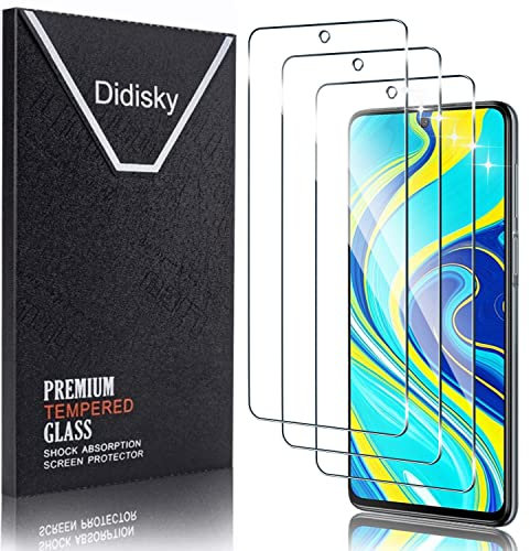 Didisky 3-Unidades Cristal Templado Protector de Pantalla para Xiaomi Redmi Note 9s /Note 9 PRO/Note 9 PRO Max, Antihuellas, Sin Burbujas, Fácil de Limpiar, 9H Dureza,Transparente
