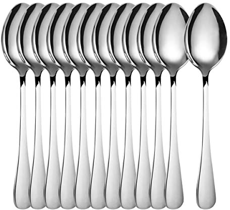 Teelöffel Kaffeelöffel Kleine Löffel 12 Stück, Edelstahl Besteck Set 12 Personen, GrößE 5.5 inch (13.9 cm)