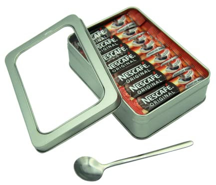 Coffee Sachets Original 30 x 1.8g, Bundle with TinTastic Refillable Silver Window Lid Tin and Spoon Set