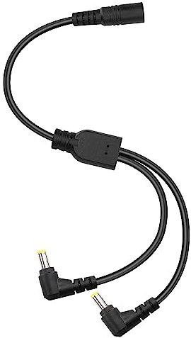GINTOOYUN DC5525 Y-Verteilerkabel 18AWG DC 5.5mm X 2.5mm gerade Buchse auf doppeltes rechtwinkliges 90 Grad DC 5.5mm X 2.5mm männliches Verlängerungskabel für Kameras, Laptops, Router, etc(27.5Inch)
