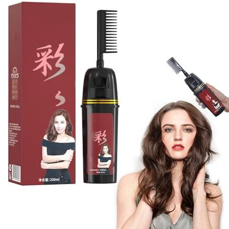 EXQST Bunter botanischer Haarfarbstoff mit innovativem Kammapplikator, 200 ml, natürlicher, blasenförmiger botanischer Haarfarbstoff. Langanhaltende Farbfixierung, graues Haar abdeckende Haarfarbe