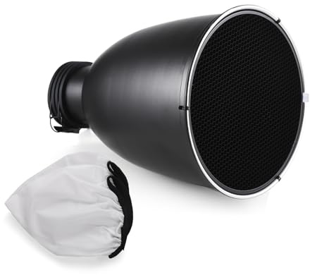 Beauty Dish 11,6 Zoll mit Halterung Profoto Tele-Zoom Reflektor Diffusor Lampenschirm mit Wabengitter 60° und Diffusorstrumpf für Profoto Studio Strobe Flash Light Speedlite