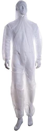 Pack 10 pièces Plongeur Combinaison jetable capuche Taille L blanc. Protection pour cliniques, laboratoires, usines, vétérinaires, fermes, bricolage…