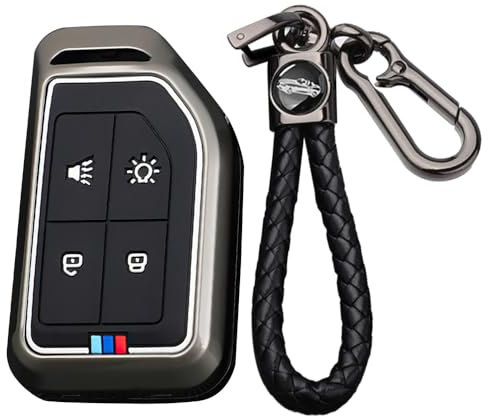 TECART Smart Autoschlüssel Hülle Passt für Volvo CARGO 555 FH16 FM FH EVRO Truck Metal Schutzhülle Schlüsselcover Zubehör Originalschlüssel Ersetzen Schlüsseletui Keyless Go Schutz 4 Taste