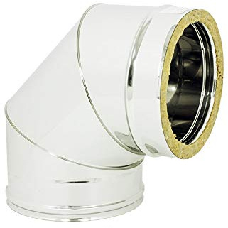 Gomito Curva 90° Doppia Parete in Acciaio Inox per Canne Fumarie caminetti (80-130)