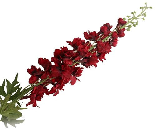 BQEE Künstliche Rittersporn, langer Stiel, Delphinium, Seidenblumen für Zuhause, DIY-Dekoration, Rot, 3 Stück