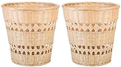 YXHYYDP Paquet de 2 corbeilles à Papier en Osier, poubelles tissées Naturelles, poubelles Rondes en Osier for Cuisine Salle de Bain bureau/655